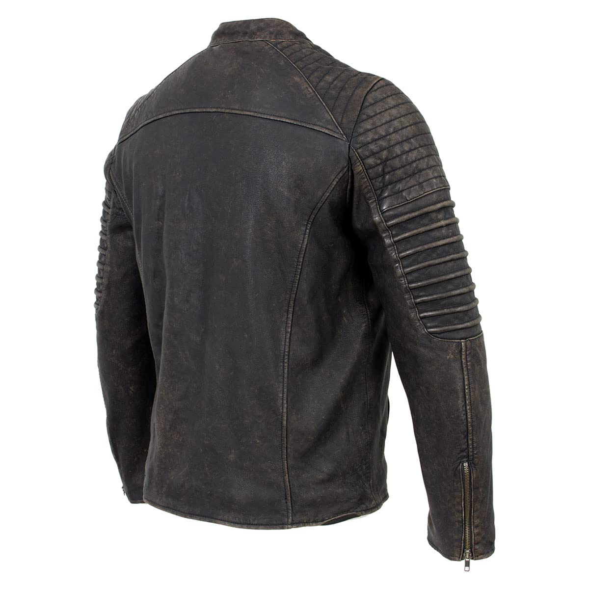 Milwaukee Leather Vintage SFM1808 Men's Brown Leather Seamed Shoulder Zipper Front Jacket - Large