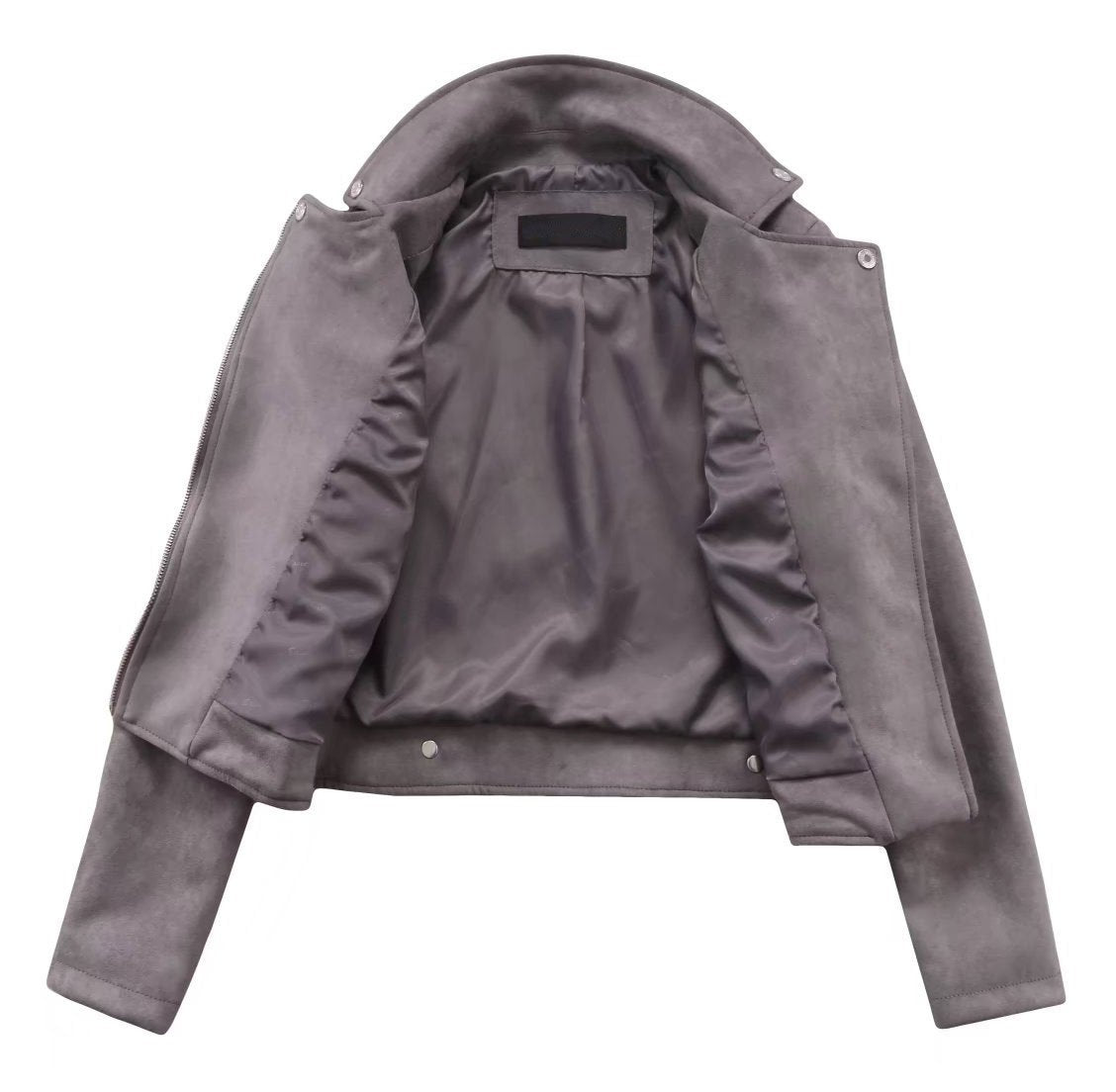 CHARTOU Women's Fall 2023 Fashion Faux Suede Leather Casual Moto Biker Jacket Coats (Small, Grey)