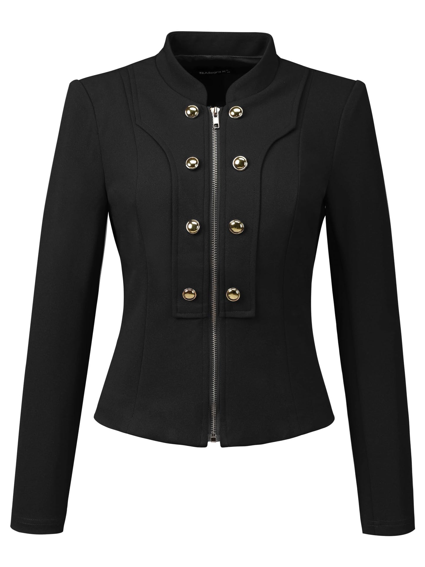 Allegra K Steampunk Jacket for Women's Vintage Zip Up Crop Jacket