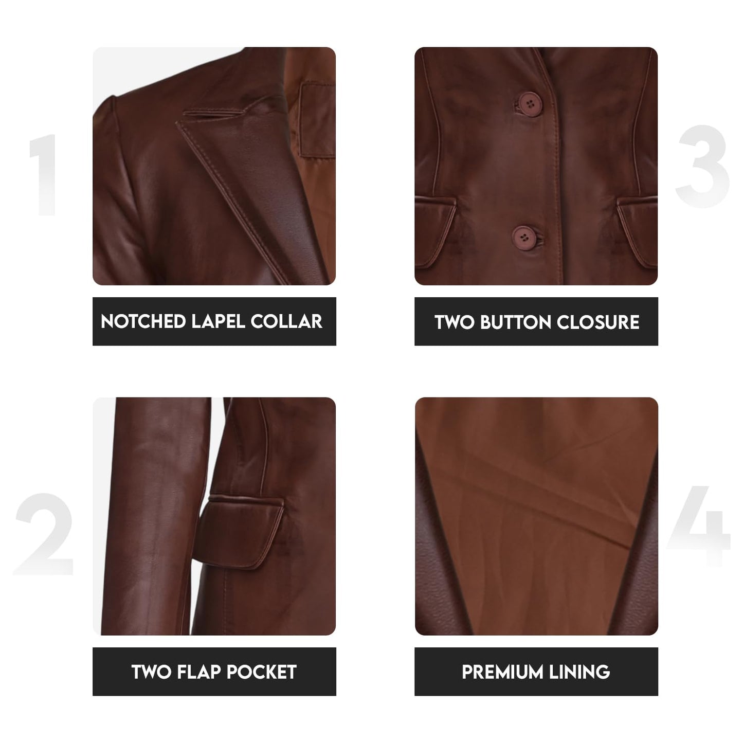 Leather Artist Everyday Leather Blazer Women Genuine Lambskin Leather Jacket Coat (LA-LC-Tan-L)