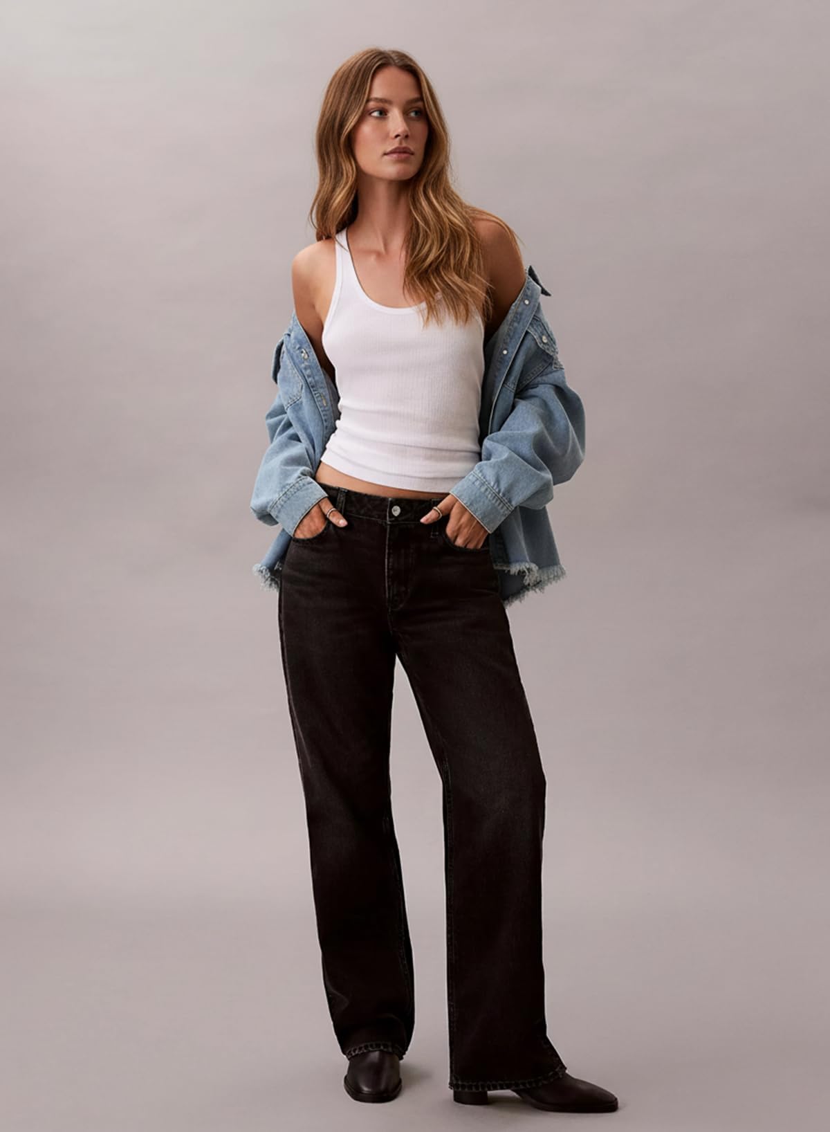 Dokotoo Jean Jacket Women Spring Summer Fall Country Concert Outfits Casual Long Sleeve Denim Shirt Distressed Boyfriend Denim Jacket Shackets Western Jean Jacket Womens Clothing Sky Blue Jackets L