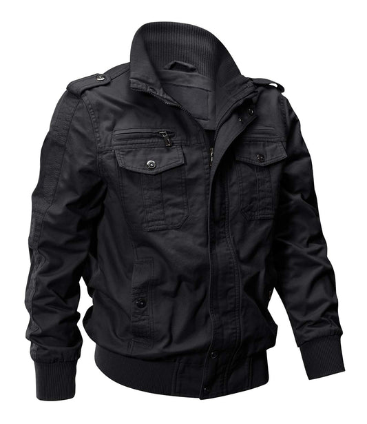 EKLENTSON Mens Fall Flight Bomber Jackets Lightweight Military Coat Black M