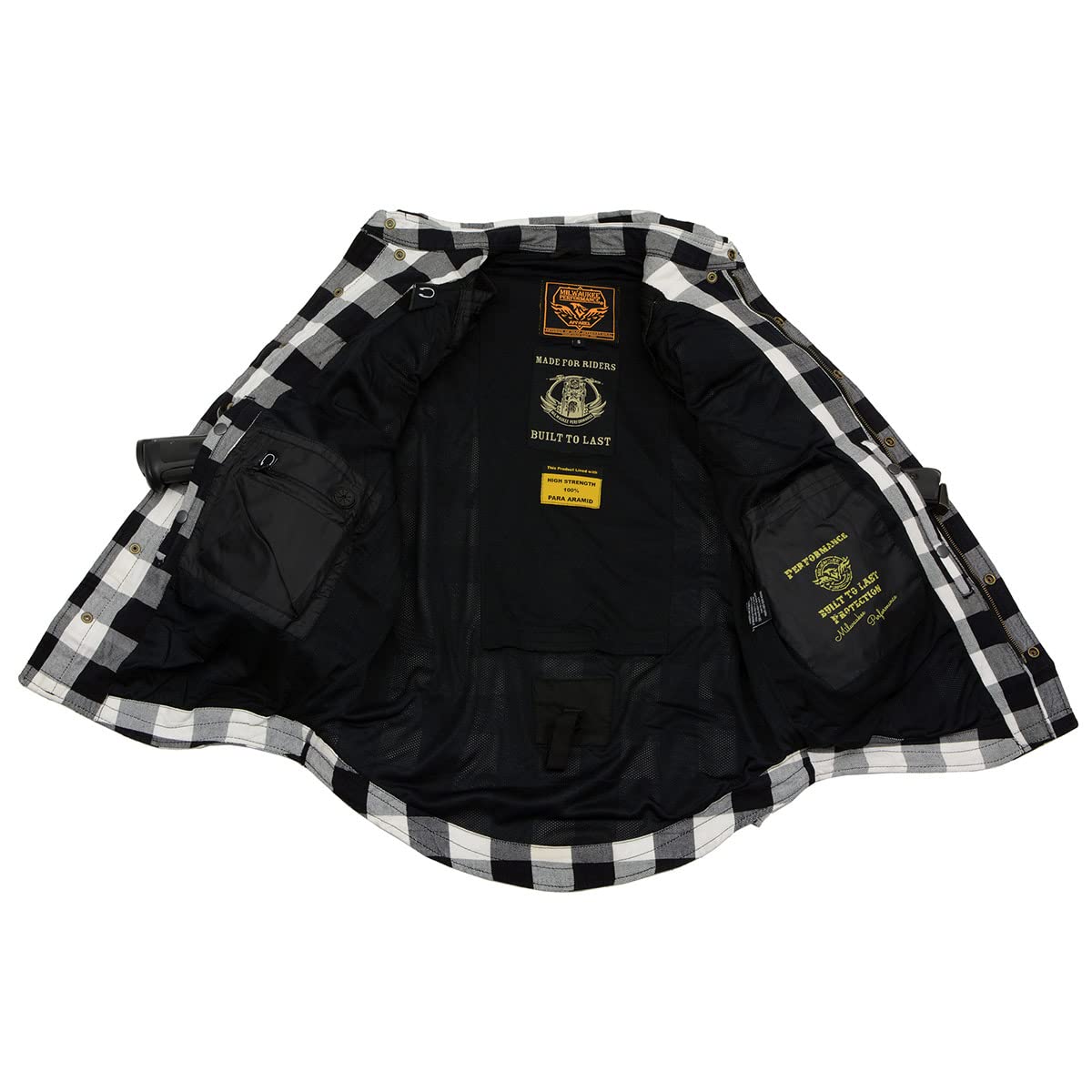 Milwaukee Leather MPM1633 Men's Plaid Flannel Biker Shirt with CE Approved Armor - Reinforced w/Aramid Fiber - X-Large Multi