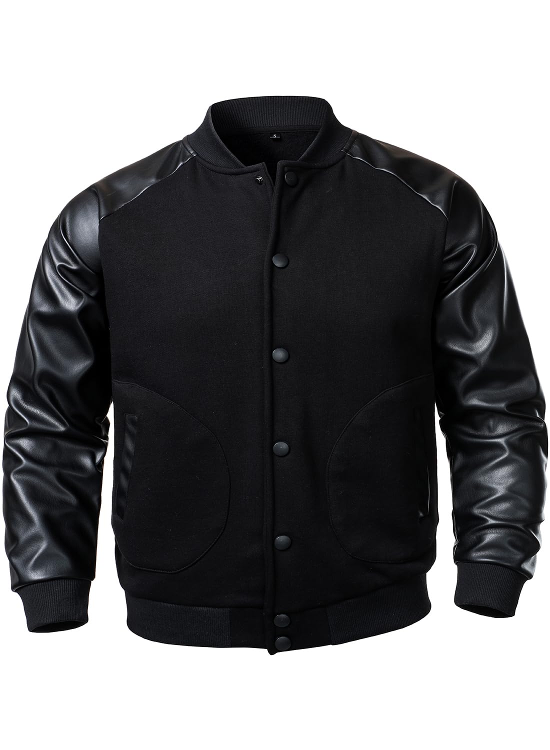 FANARCHER Men’s Varsity Baseball Jacket Cotton Blend Letterman Jacket with Faux Leather Sleeve Bomber Coat