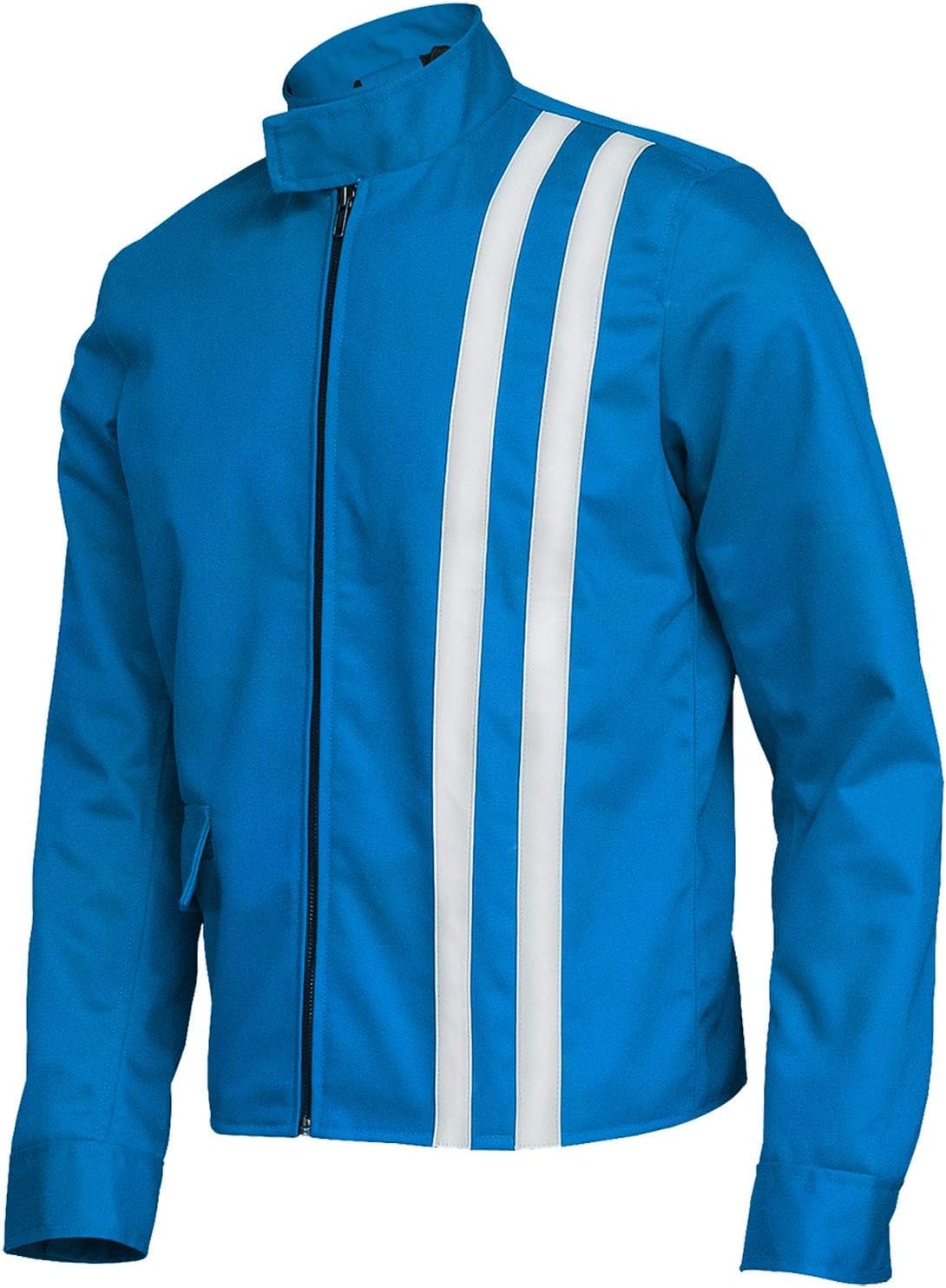 CHICAGO-FASHIONS Mens Speed Racer Movie Retro Classic Stripes Motorcycle Jacket - Steve Cotton Biker Jacket