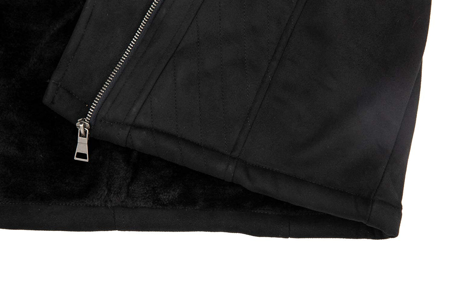 Bellivera Women's Pea Coat Faux Suede Leather Long Jacket Wonderfully Parka Outwear with Detachable Fur Collar 7923 Black M