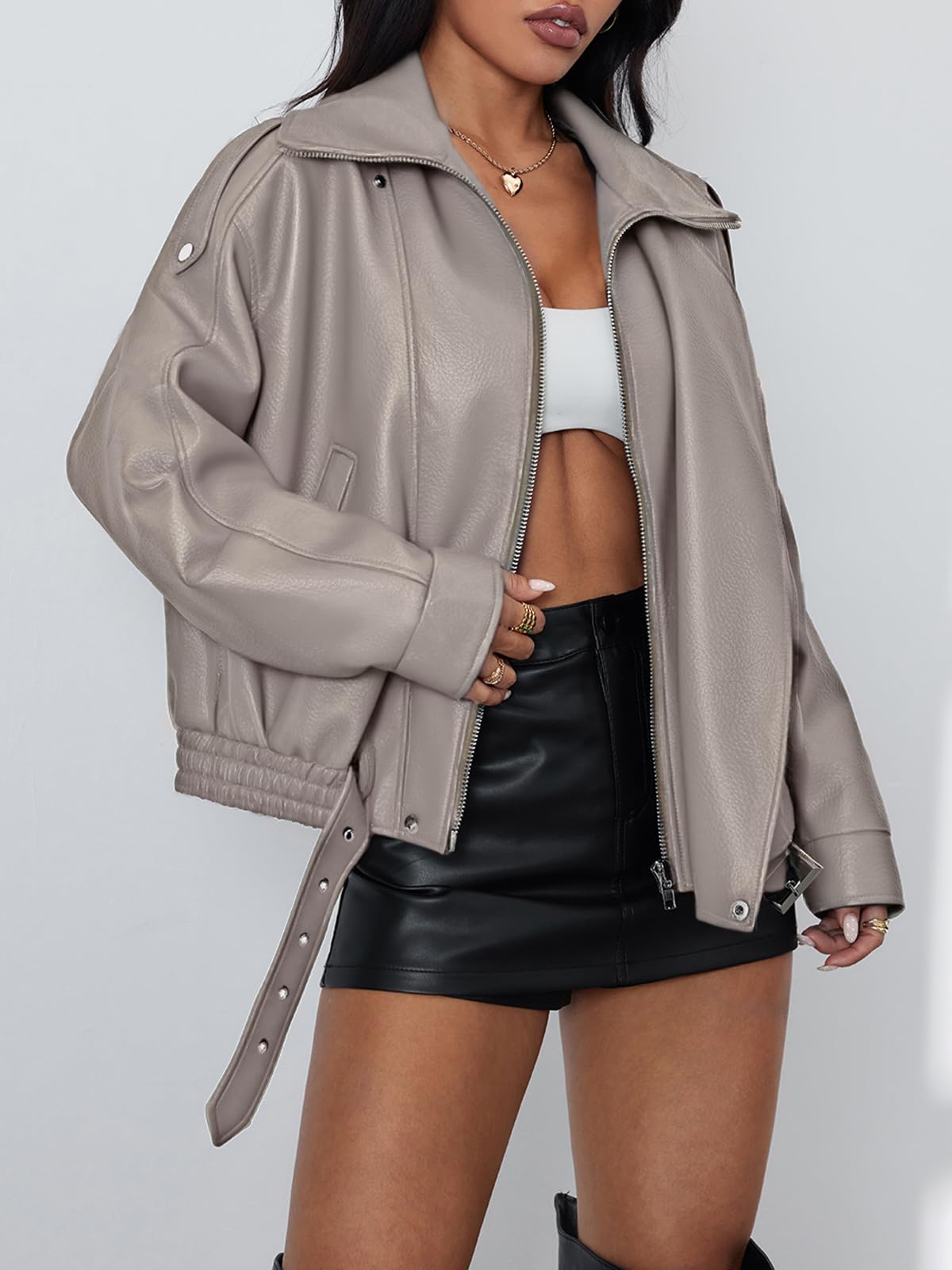 Gudasuo Womens Leather Jackets Oversized Faux Motorcycle Plus Size Moto Biker Coat Fall Outfits Fashion Clothes 2025