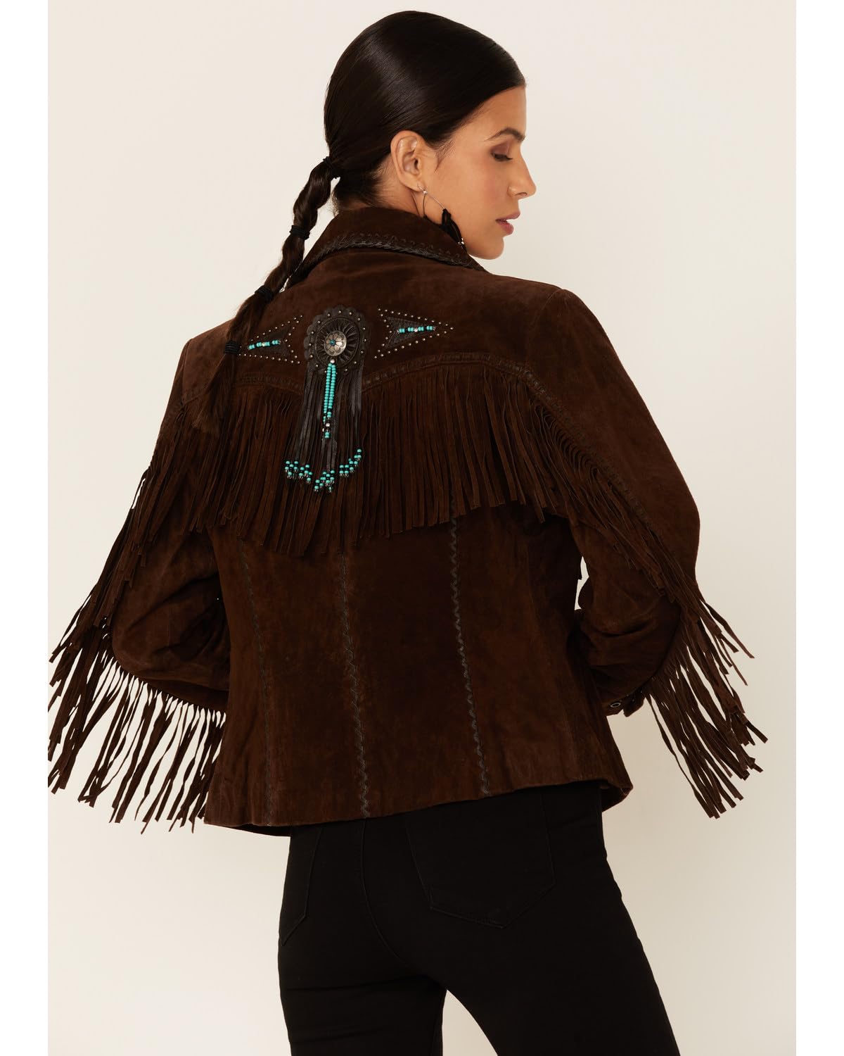 Suede Leather Jacket with Fringe & Conchos in Western Style by Scully