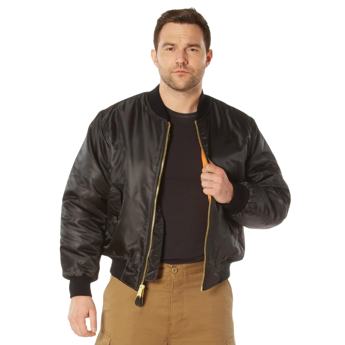 Rothco MA-1 Flight Jacket – Iconic Bomber Style Cold Weather Coat Windbreaker, Black, M