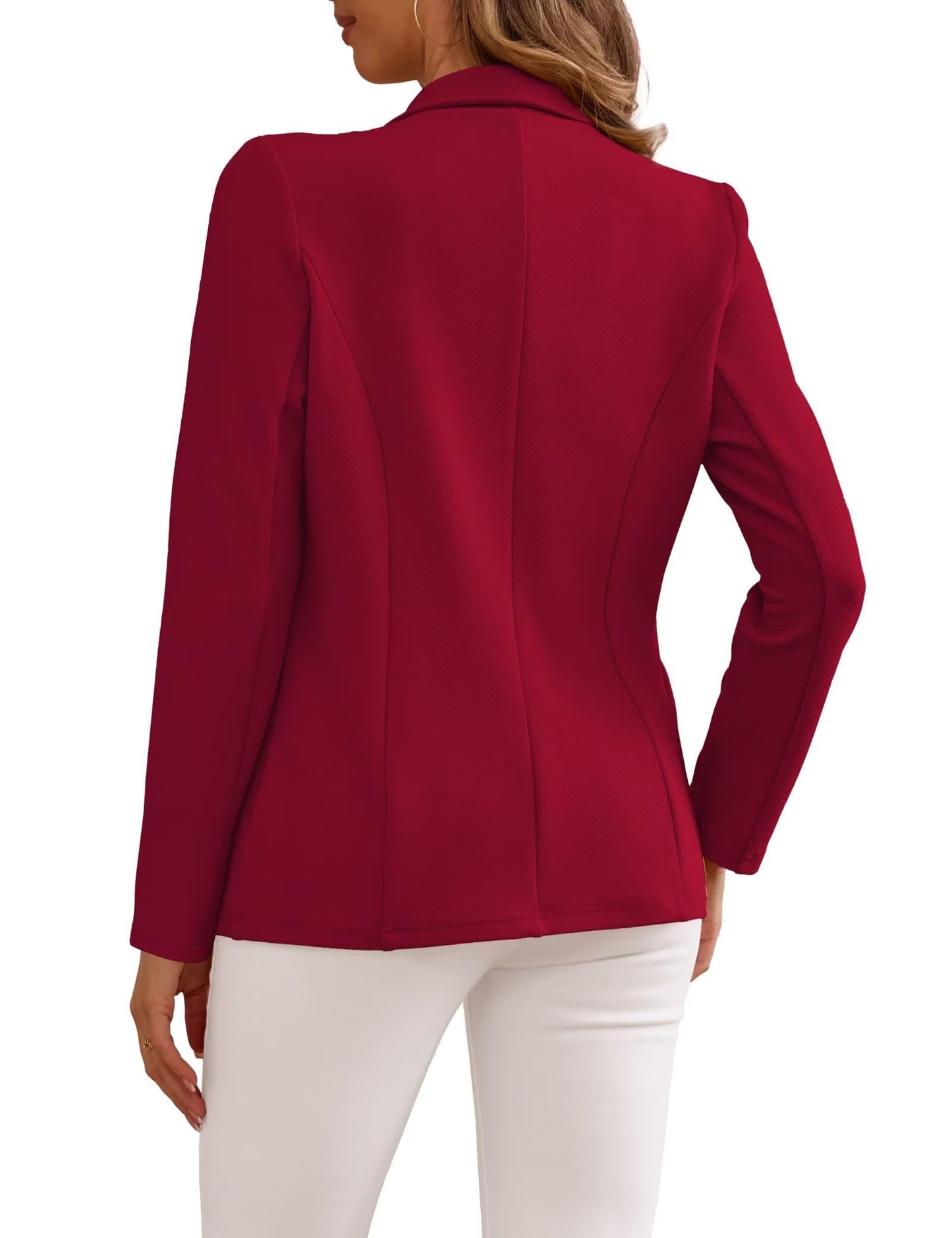 Ahlaray Women's Red Blazer Business Casual Lightweight Suit Long Sleeve Slim Fit Work Office Jacket, Large
