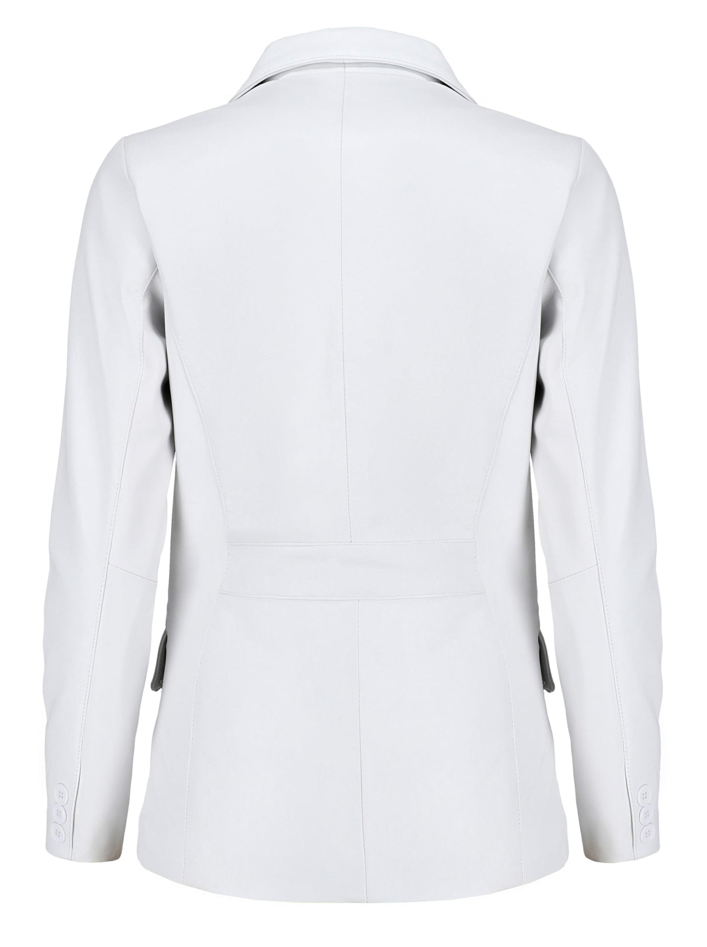 Jild Classic 2-Button Lambskin Leather Blazer Women - Casual Coat Long Sleeves Suit Style Leather Jacket Women (LC-Wht-3XL)