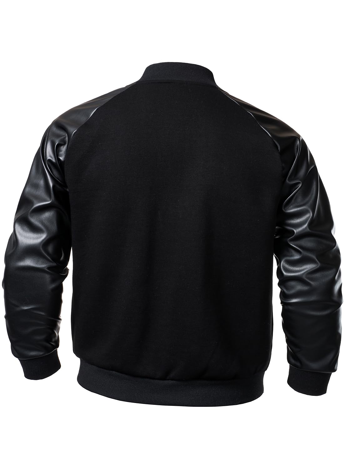 FANARCHER Men’s Varsity Baseball Jacket Cotton Blend Letterman Jacket with Faux Leather Sleeve Bomber Coat