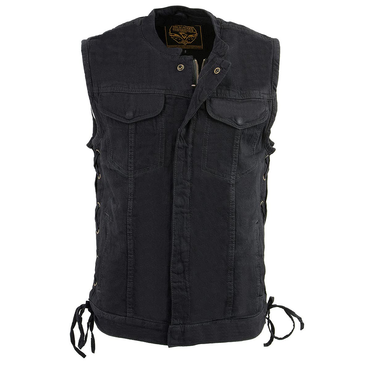Milwaukee Leather Men's Classic Club Style Premium Denim Motorcycle Biker Vests MDM - Medium