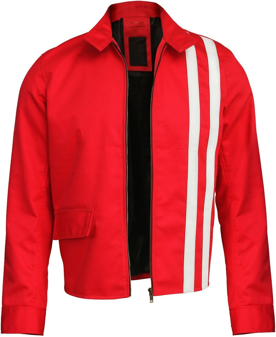 CHICAGO-FASHIONS Mens Speed Racer Movie Retro Classic Stripes Motorcycle Red Jacket - Vintage Cotton Biker Steve Jacket