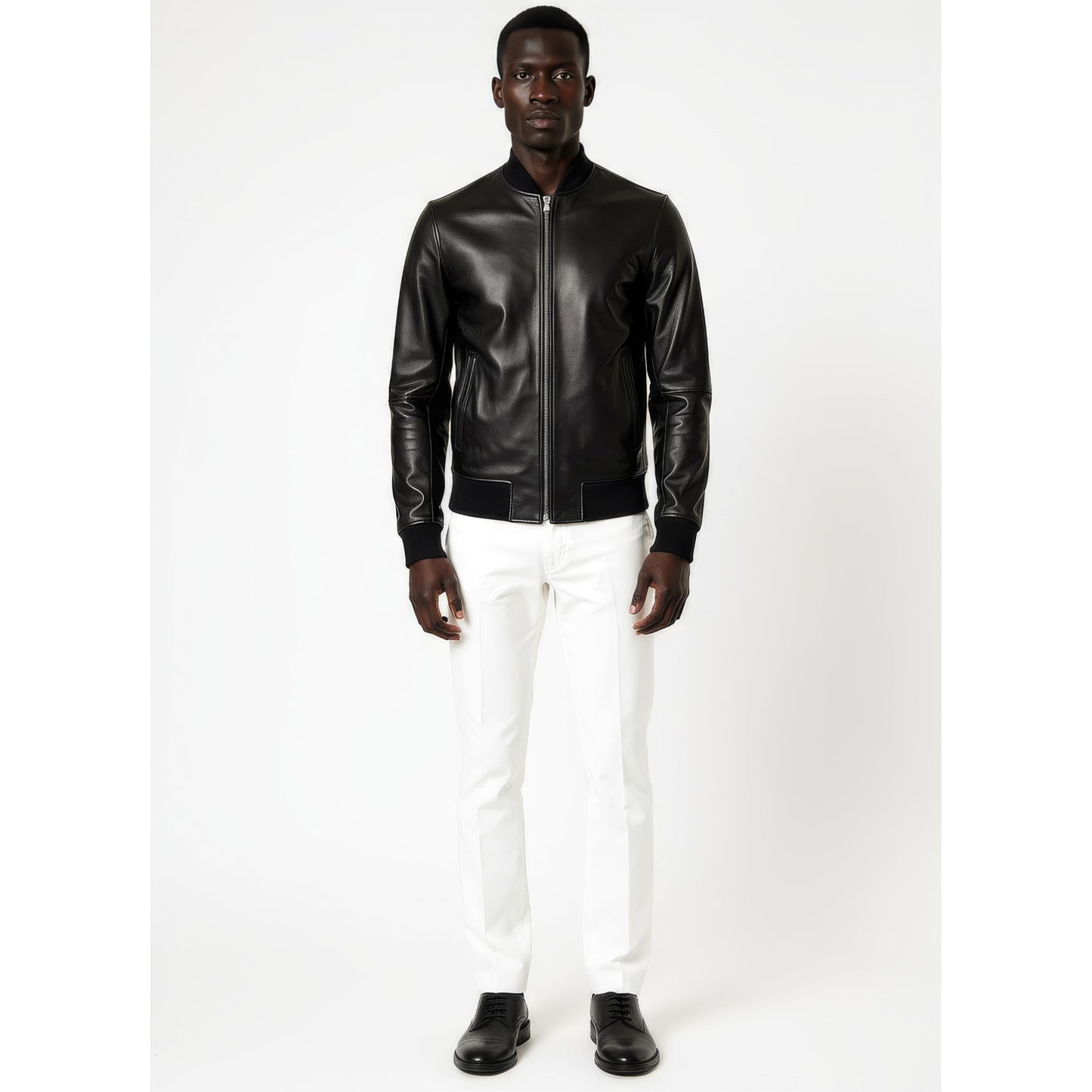 SOL HERMOSA Men’s Real Leather Bomber Jacket Genuine Leather Outerwear for Men | Classic Stylish Motorcycle Jacket, Winter Wear, Casual & Biker Leather Jacket for Men
