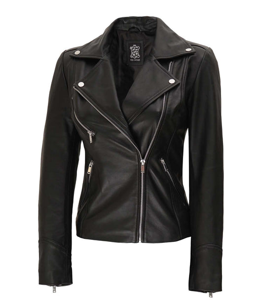 Decrum Womens Leather Jacket - Leather Biker Jacket Women [1301432] | NINFA, S