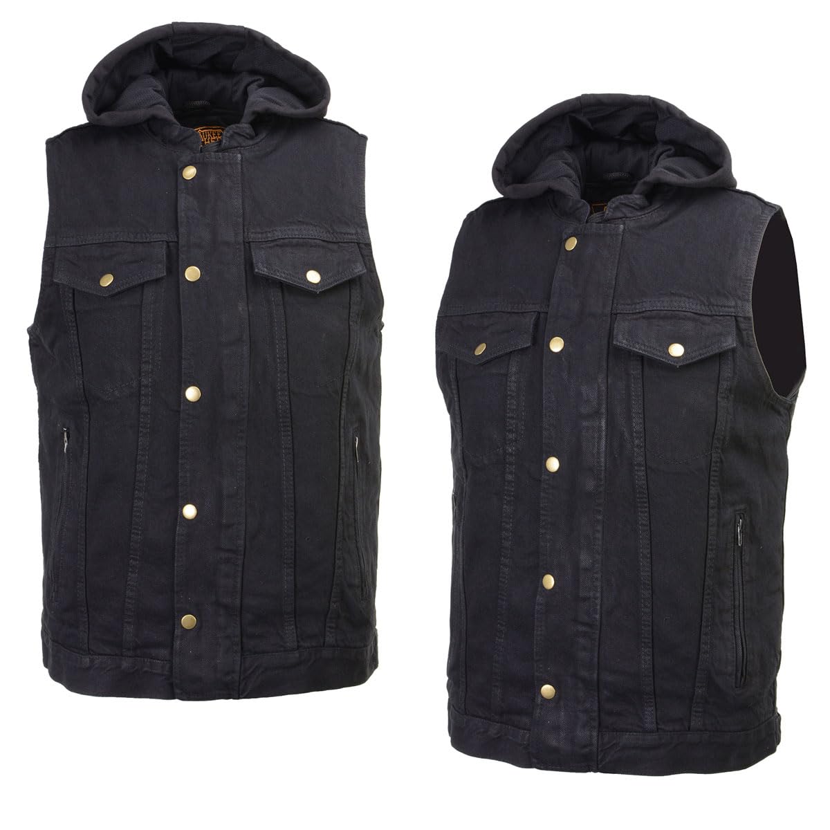 Milwaukee Leather MDM3020 Men's Black Denim '5-in-1' Club Style Vest with Removable Hoodie-MD