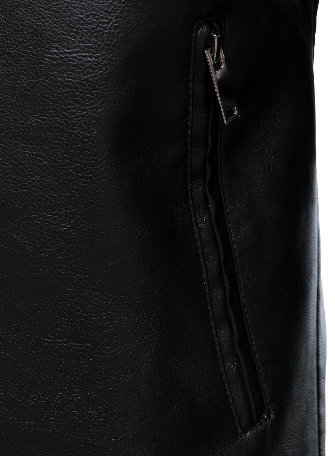 HOOD CREW Men’s Faux Leather Jacket Cool Motorcycle Lapel Biker Jackets Zip Up Riding Coat Black L