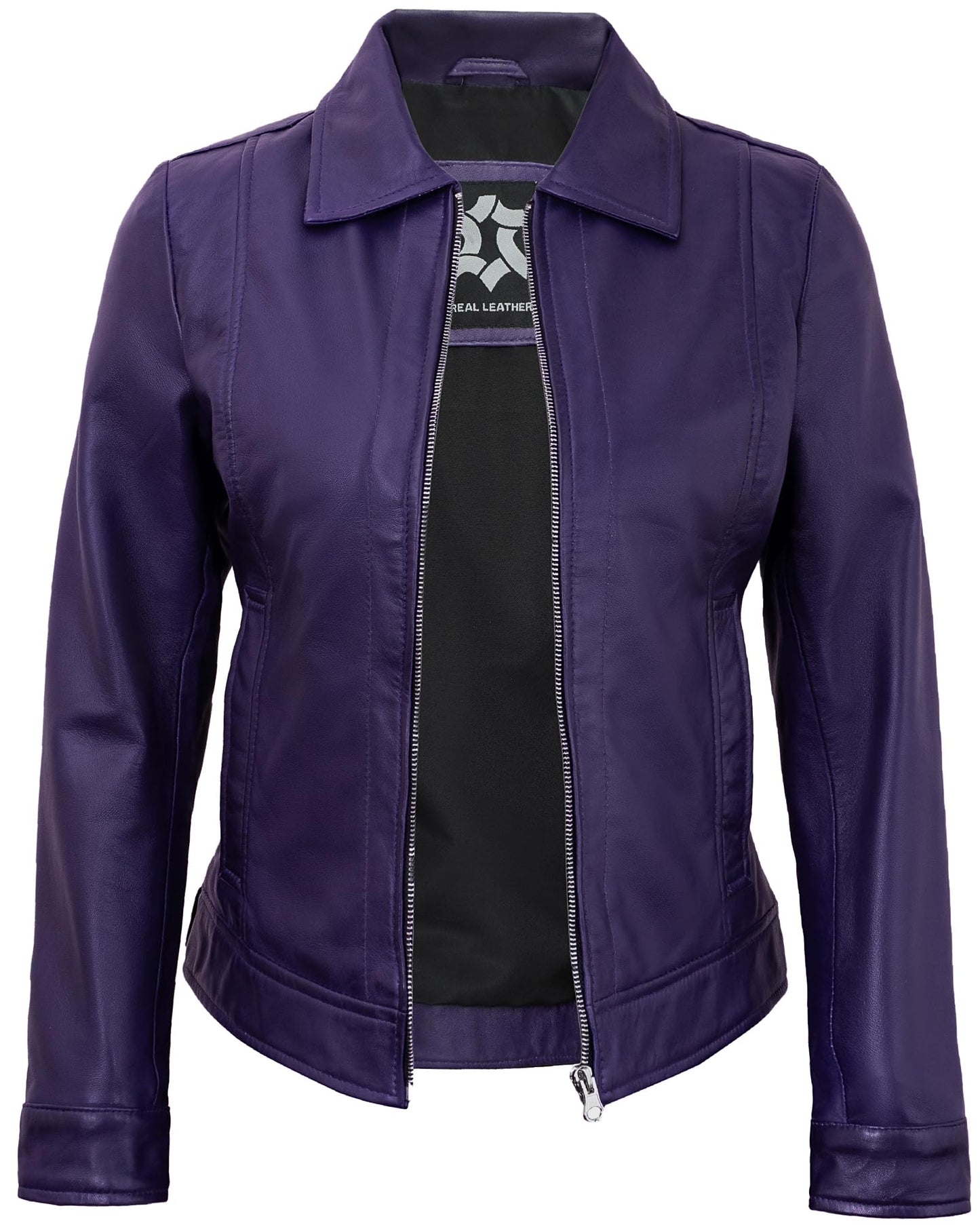 UrbanFocal Purple Real Lambskin Leather Jackets For Women - Vintage Leather Jacket Womens | [101006102] Purple Suzan, S