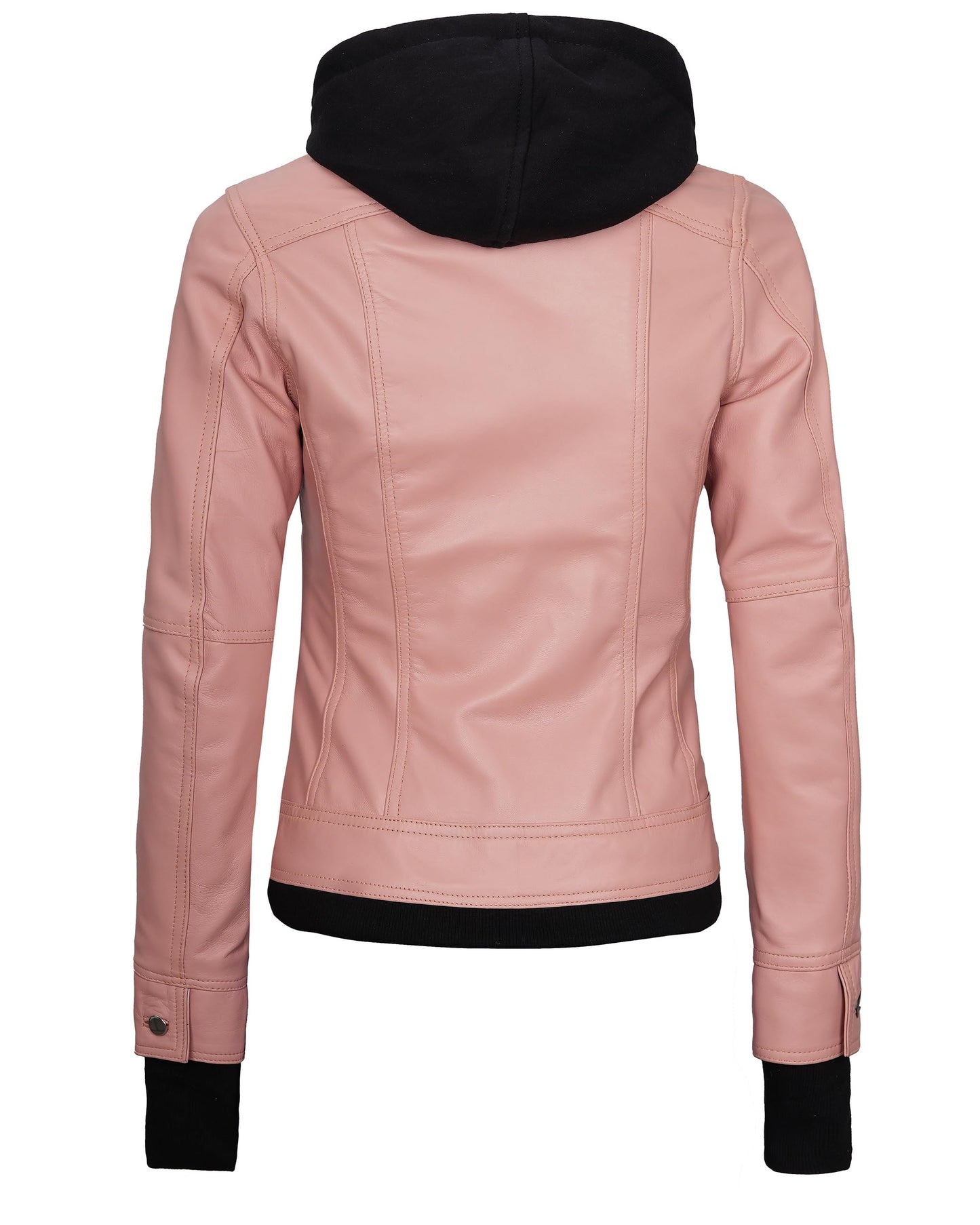 Blingsoul Real Leather Jacket Women- Black Leather Jacket for Women | [1323873] Betty Hooded Pink, M