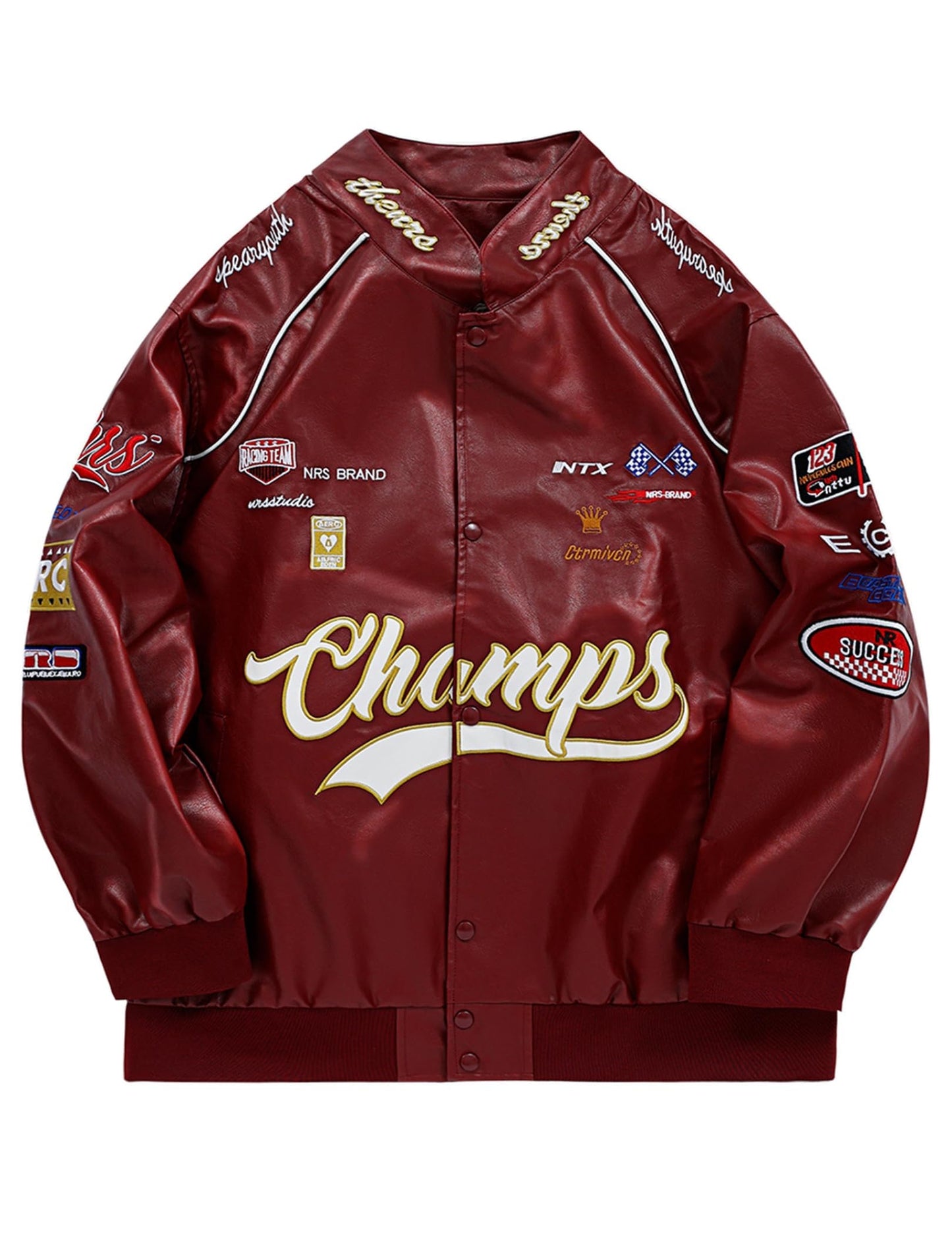 Aelfric Eden Faux Leather Jacket Oversized Racing Motorcycle Jackets Moto Coats Unisex Trendy Streetwear Jacket