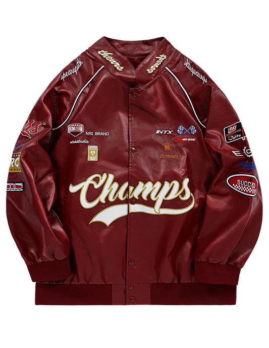 Aelfric Eden Faux Leather Jacket Oversized Racing Motorcycle Jackets Moto Coats Unisex Trendy Streetwear Jacket