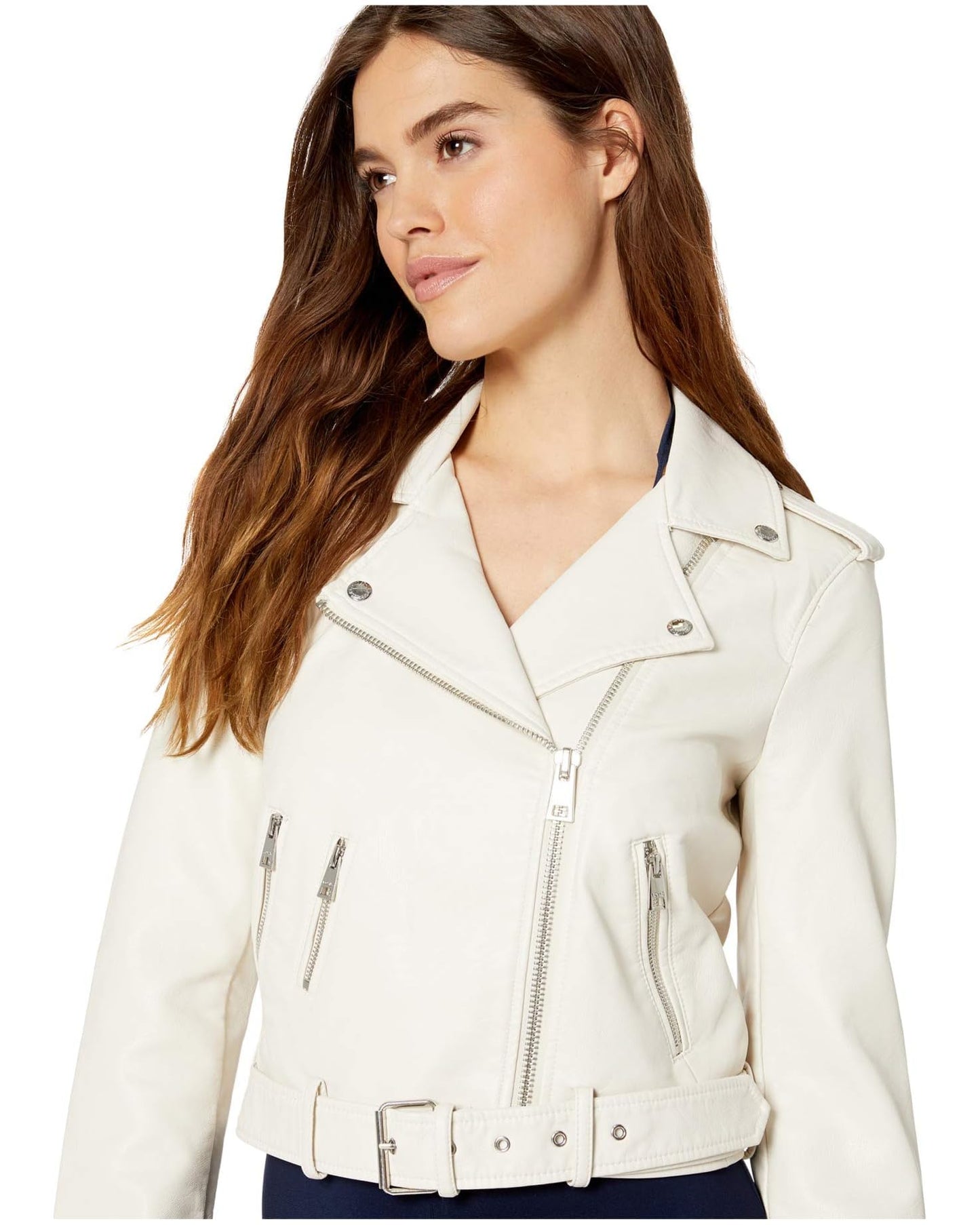 Levi's Women's Faux Leather Belted Motorcycle Jacket (Standard and Plus Sizes), Oyster, 1X