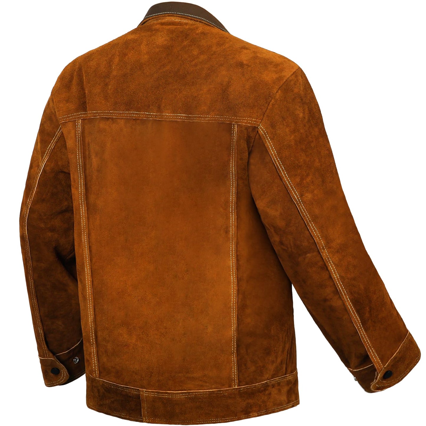 ARCCAPTAIN Leather Welding Jacket, Heavy Duty Welder Jackets with Flame Resistant Split Cowhide Leather, Welding Coat for Men Women