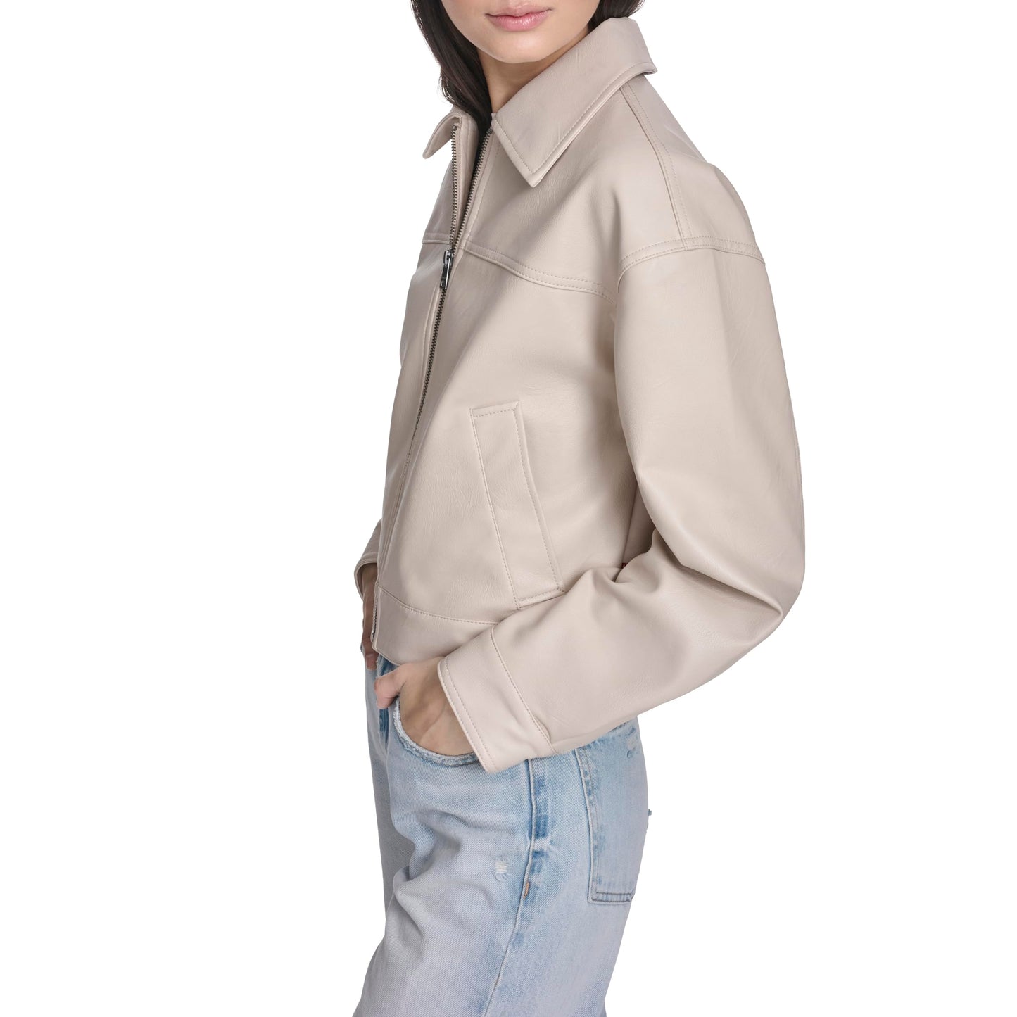 Levi's Women's Relaxed Fit Zip Front Jacket, Chateau Grey Faux Leather, X-Large