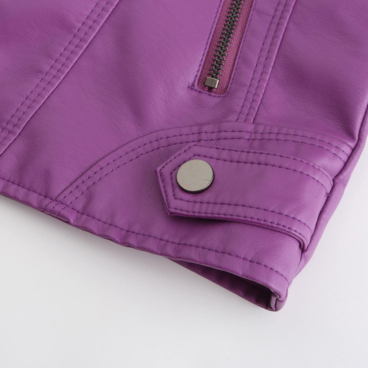 DEAR MODEL Faux Leather Jacket Women Bomber Jacket Women's Belted Motorcycle Jacket,Purple,S