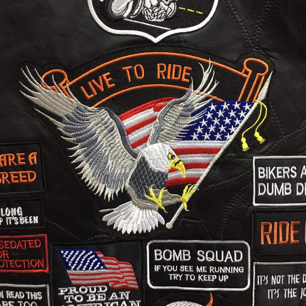 WalnutKing Men Leather Motorcycle Jacket Vest Plastered Embroidery Cool Patches Biker Vest (US, Alpha, XX-Large, Regular, Regular, Man00)