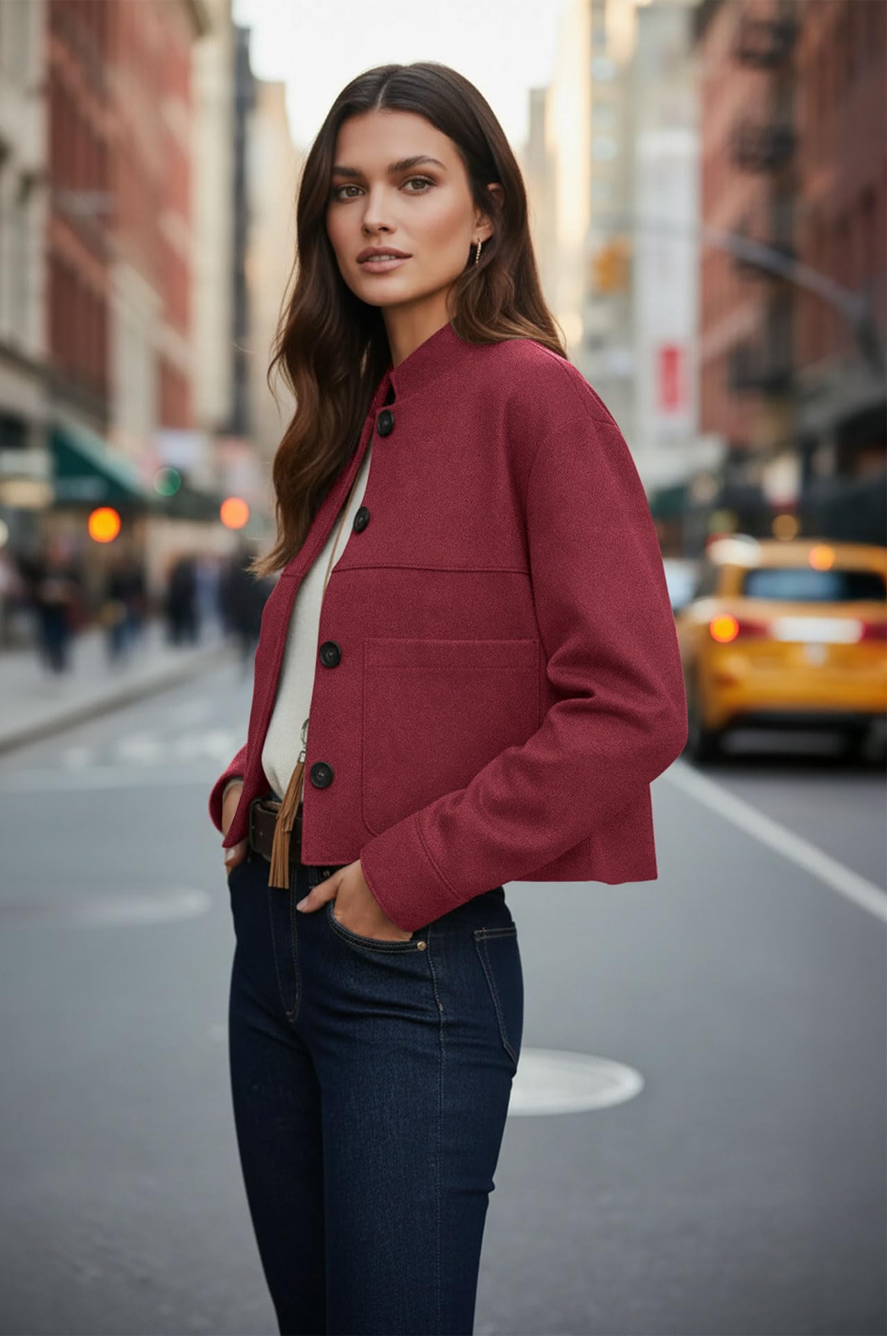 kipfall Womens Faux Suede Cropped Jackets Fall Fashion Winter Coats Lightweight Outerwear Oversized Motorcycle Jacket