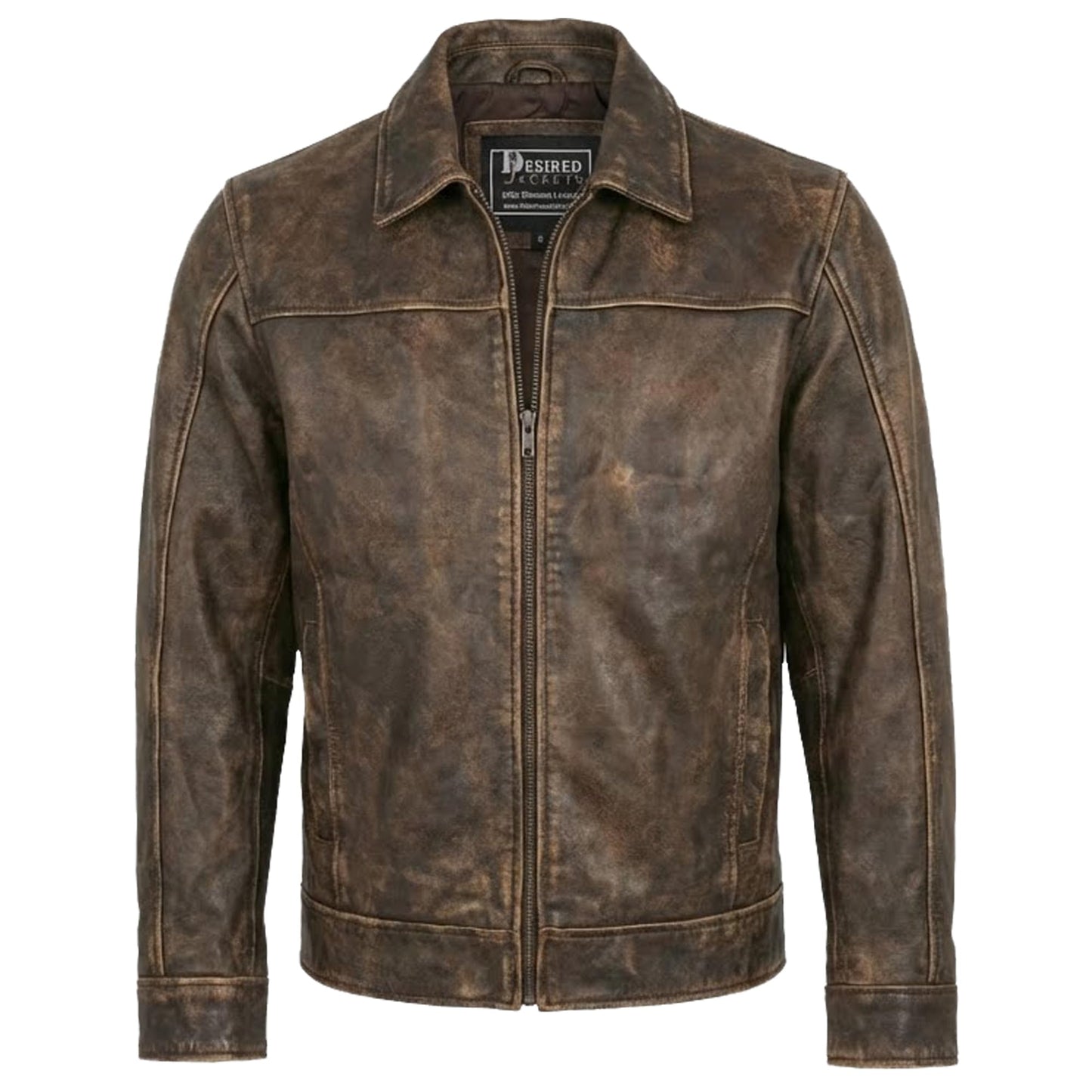Mens Leather Jacket - Real Lambskin Classic Vintage Style Leather Jackets For Men Brown Leather Jacket for Mens (US, Alpha, X-Large, Regular, Regular, Noir Burnished Tobacco)