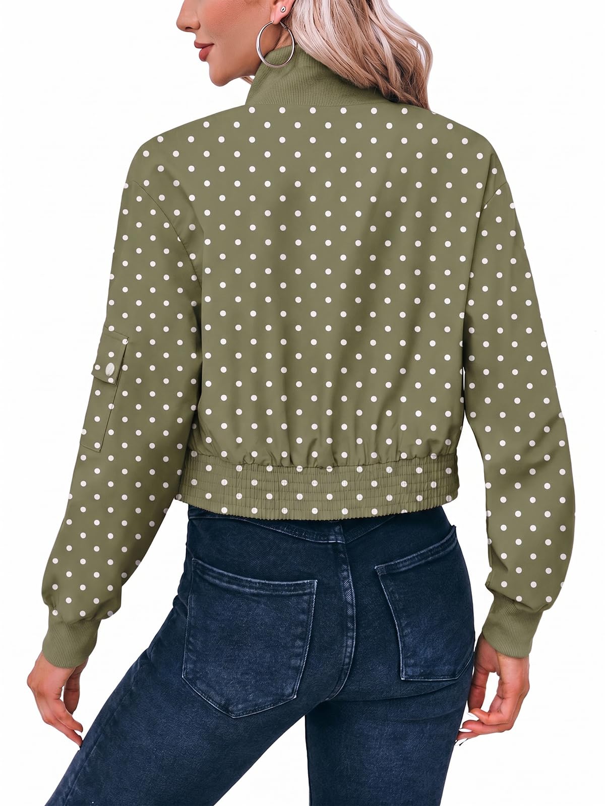 Fisoew Women's Cropped Bomber Jackets Lightweight Zip Up Short Coats