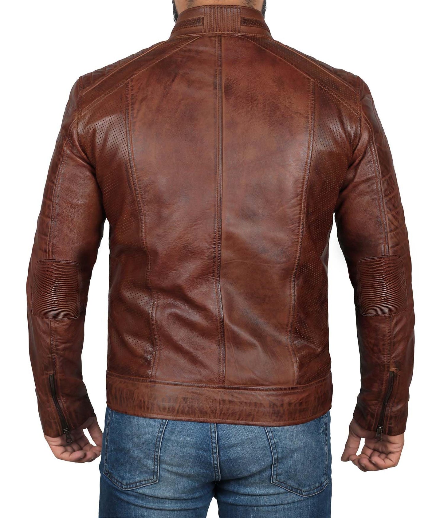Decrum Leather Jackets For Men - Brown Leather Jacket Men | [1100064] Austin Brown, L