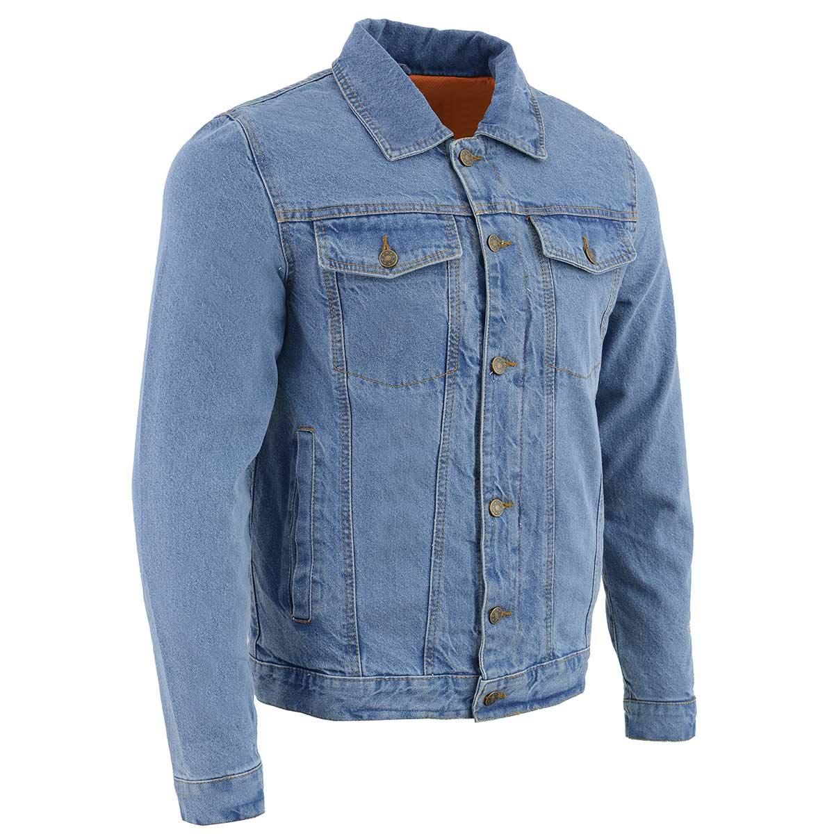 Milwaukee Leather Men's Classic Motorcycle Denim Jacket For All Weather and Riding - Large