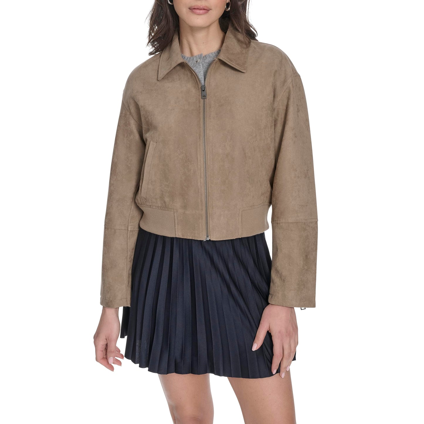 Levi's Women's Faux Leather Bomber with Laydown Collar, Tan Faux Suede, X-Large