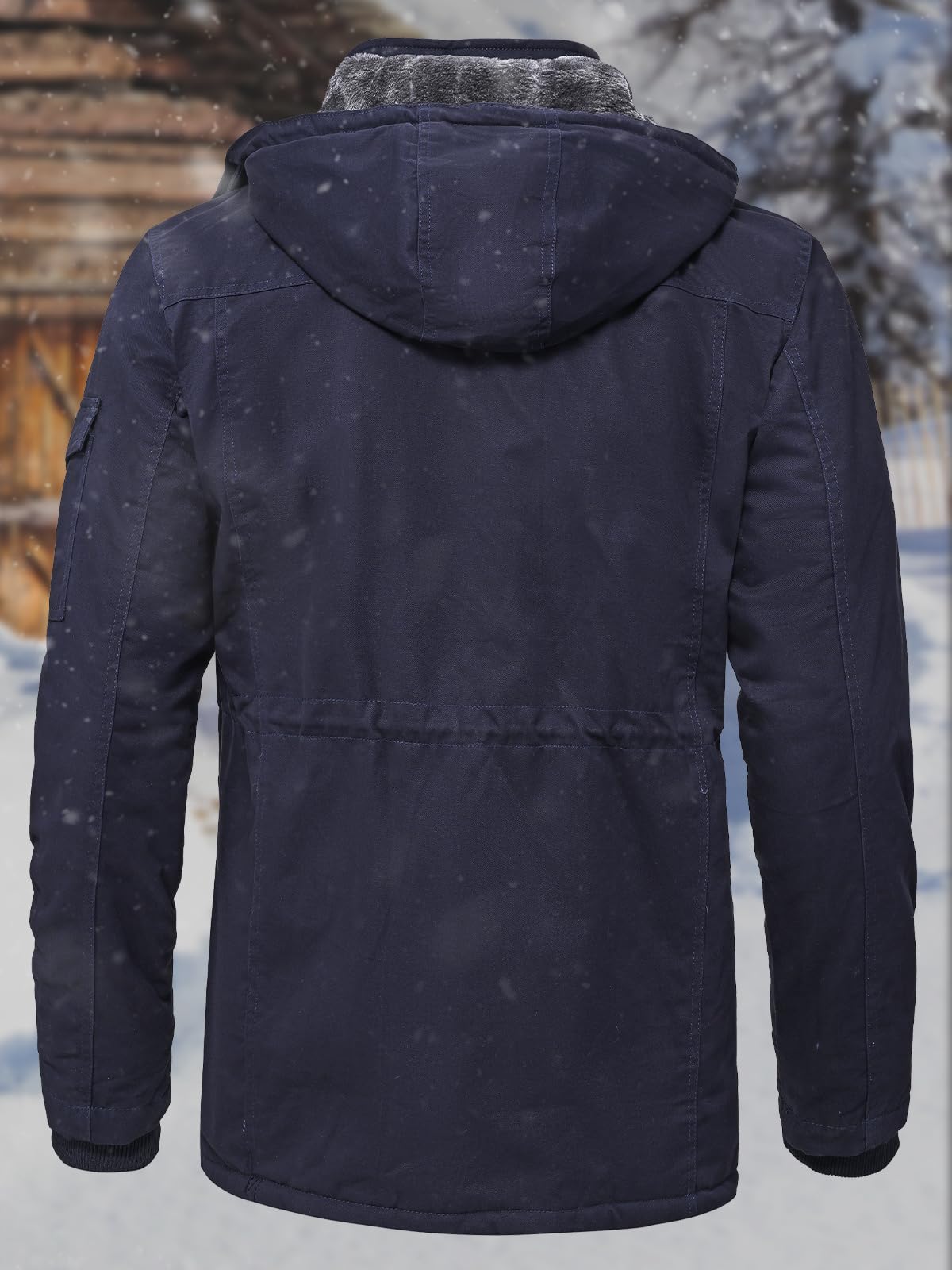 SPOSULEI Winter Jackets for Men Cotton Work Fleece lined warm Army Jacket Heavy Winter Military Coat with 9 Pockets Dark Blue M