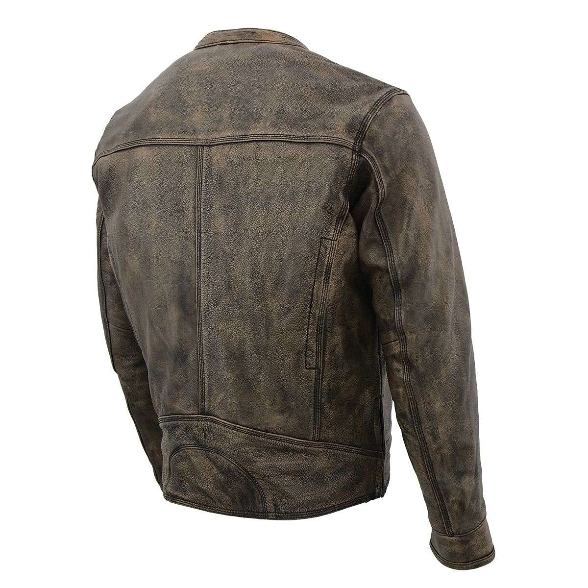 Milwaukee Leather MLM1550 Men's Vented Black-Beige Distressed Leather Scooter Jacket (Medium)