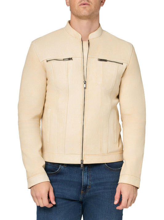 John Varvatos Mens Brando Jacket, Ecru, 44 US