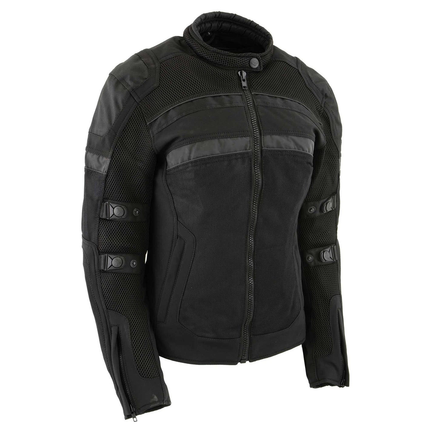 Milwaukee Leather MPL2775 Black Armored Textile Motorcycle Jacket for Women - All Season Jacket w/Removable Liner - Medium