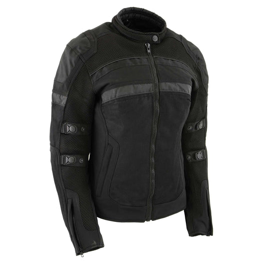 Milwaukee Leather MPL2775 Black Armored Textile Motorcycle Jacket for Women - All Season Jacket w/Removable Liner - Medium