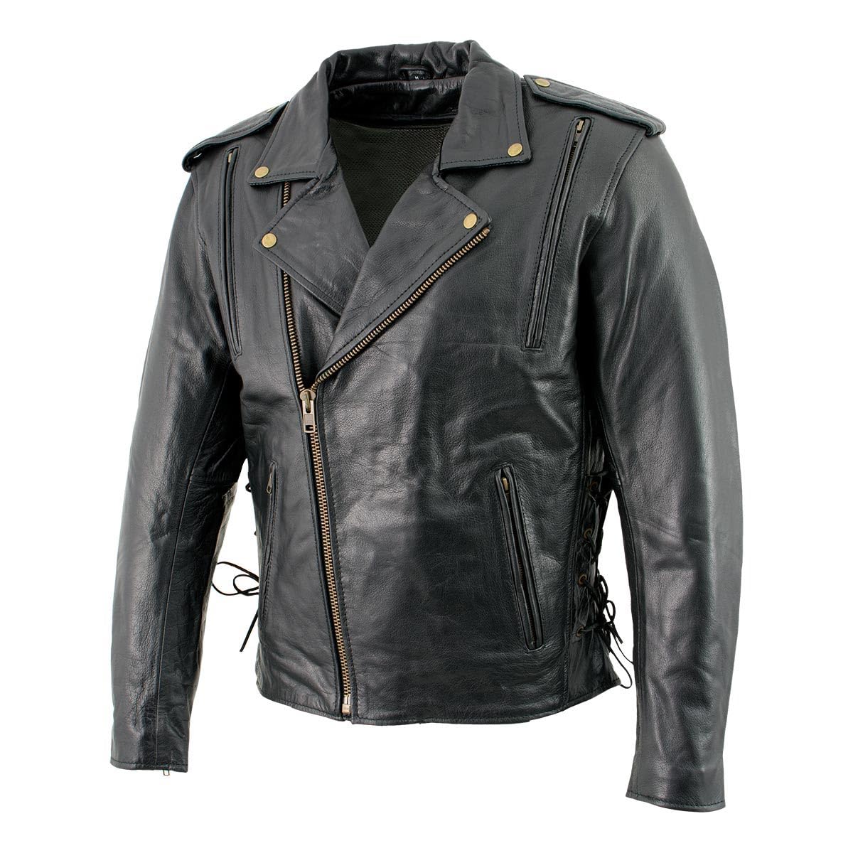 Milwaukee Leather LKM17004 Men's Classic Premium Black Vented Motorcycle Leather Biker Riders Jacket - X-Large