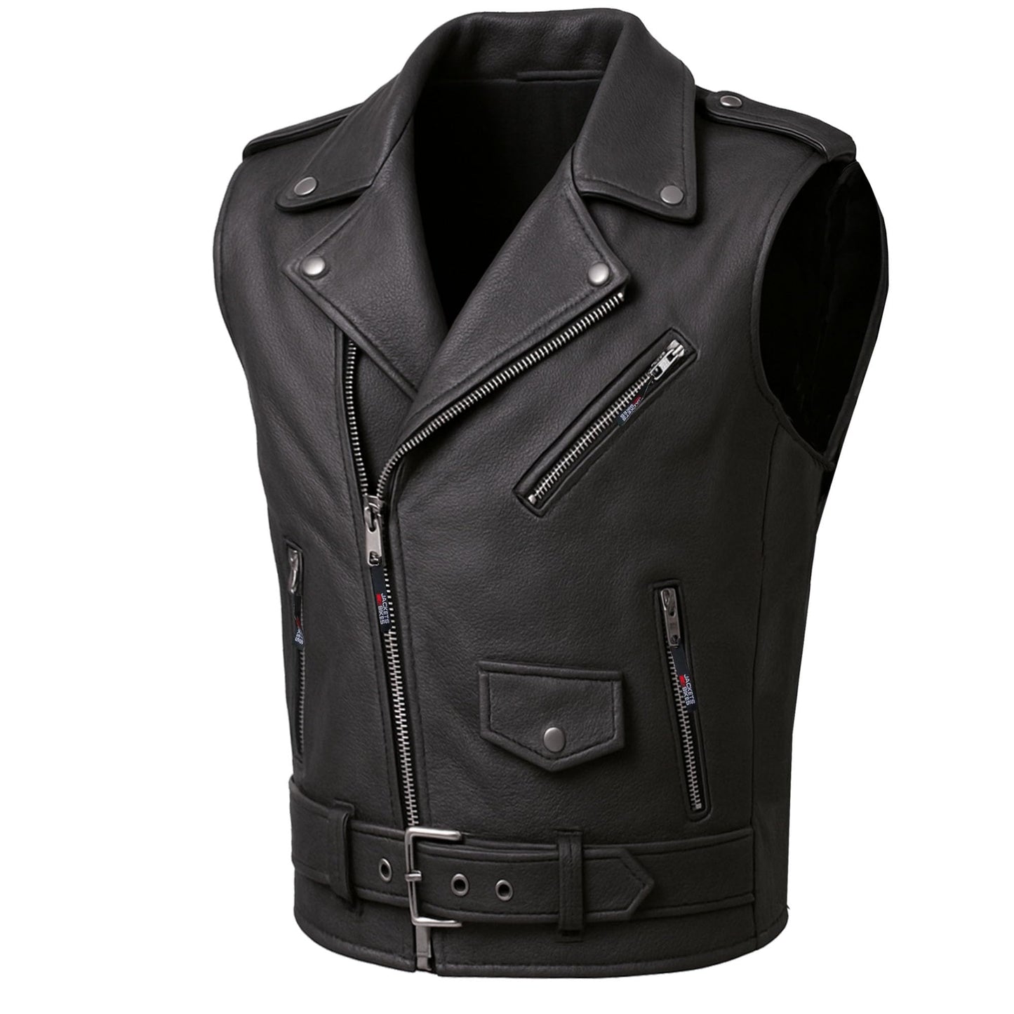 Jackets 4 Bikes Men's Classic Buffalo Leather Motorcycle Biker Vest | Vintage Cruiser Vest for Men, | Stylish Street Club Riding Black L