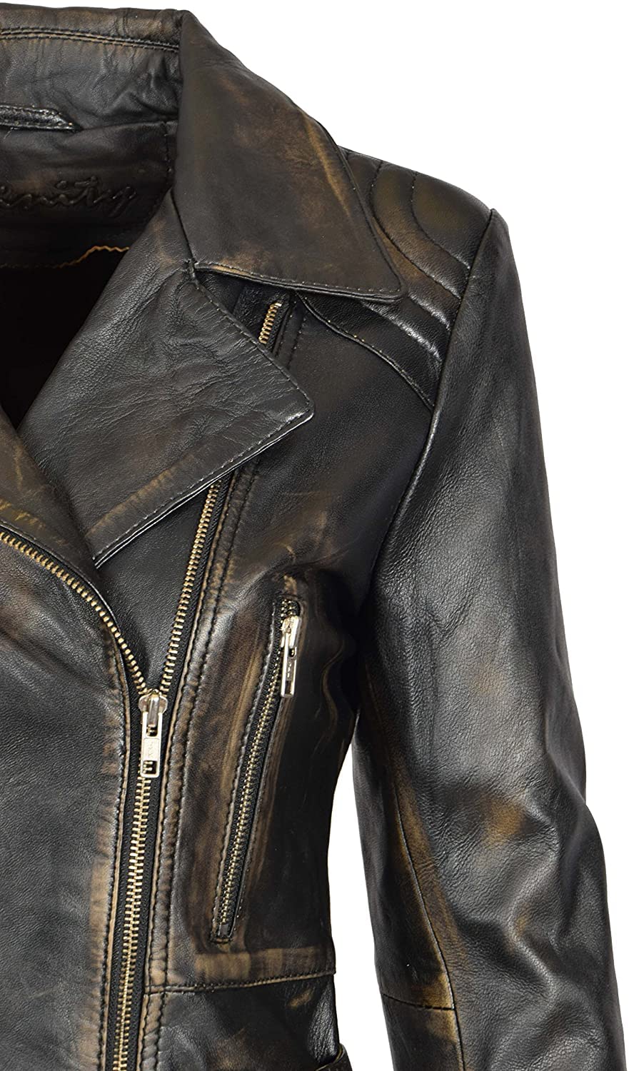 Crafter Womens Genuine Lambskin Leather Jacket | Classic rider leather jacket | Black Leather Jacket Women | Womens Leather Jacket