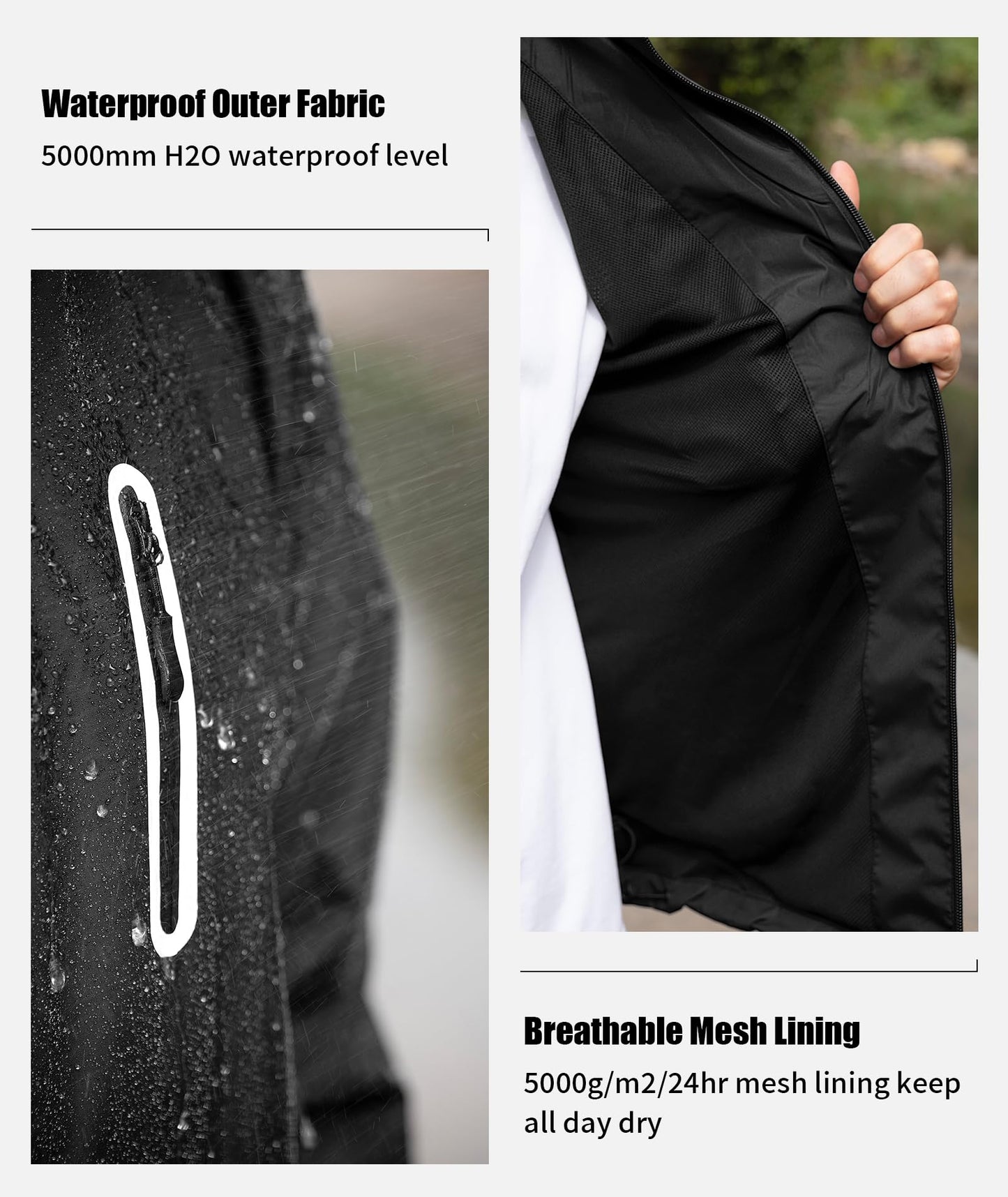 SWISSWELL Men's Waterproof Golf Rain Suit Rain Gear Jacket and Pants Fishing Lightweight Hooded Raincoat Big and Tall S-5XL Black L
