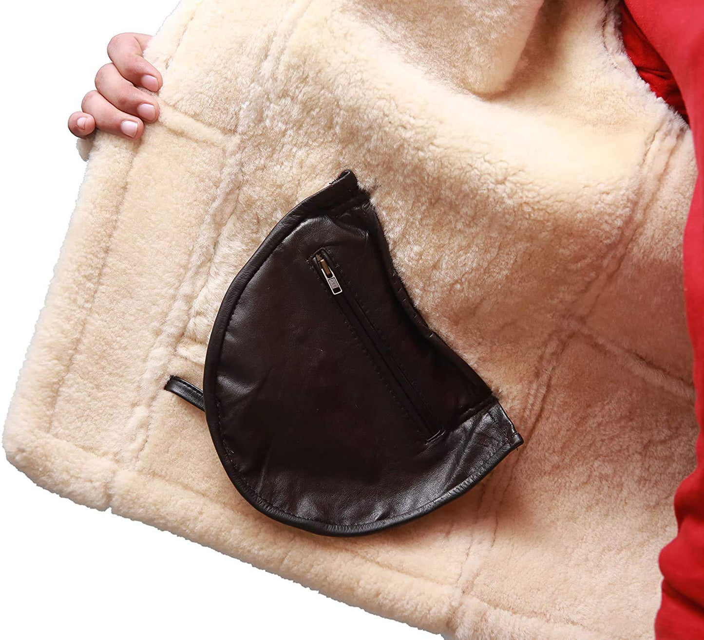 MARCO ENZOLANI B3 Bomber Jacket Aviator Real Shearling B3 Bomber Jacket Winter (Brown, s)