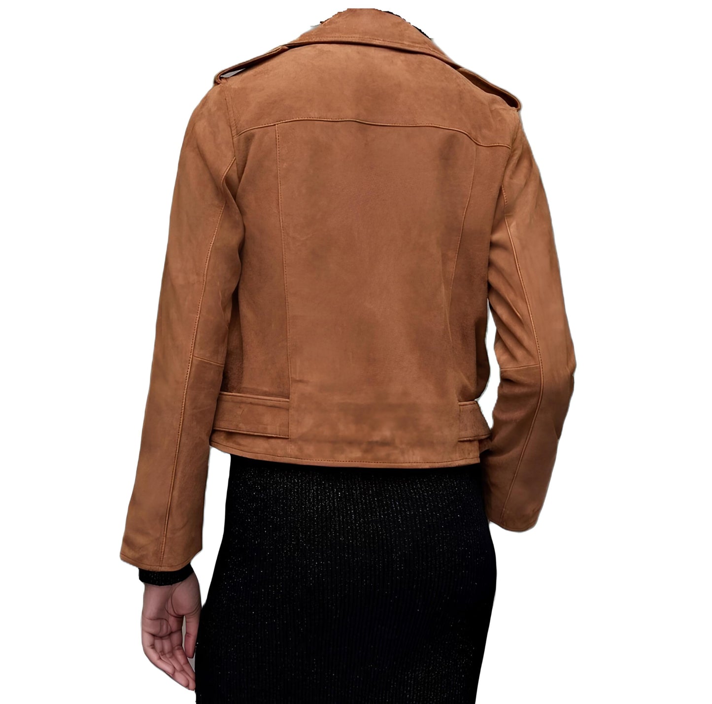 Women's Suede Leather Jacket Genuine Leather Western Fashion Jackets Brown Vintage Retro Style #03 (US, Alpha, Small, Regular, Regular, Brown)