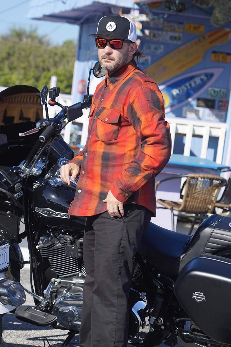 Milwaukee Leather Men’s Motorcycle Flannel Shirt - Aramid Fibers Reinforced Impact Zones w/CE Removable Armor - Large