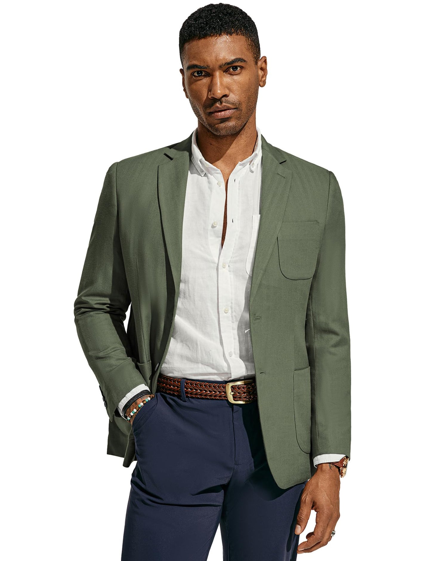 PJ PAUL JONES Men's Casual Sports Coats Cotton Linen Blazer Sport Jacket